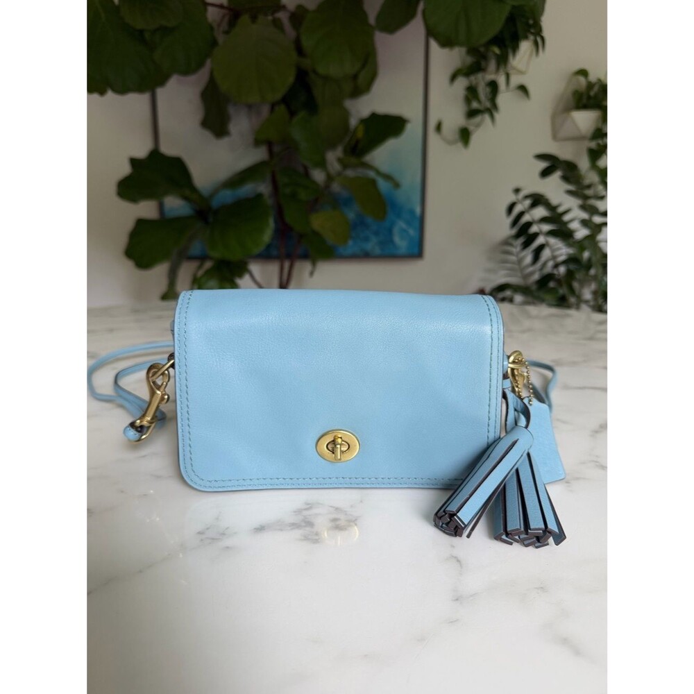 Coach Legacy Leather Penny Shoulder Crossbody Bag 19914 Light Sky Blue Brass
